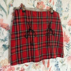 Vintage Red Plaid Women's Skirt